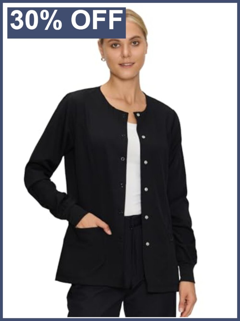 Women's Snap Front Scrub Jacket Polyester Rayon Spandex Medical Nurse